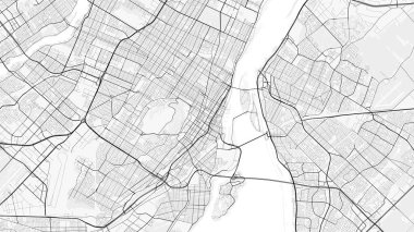 Montreal Şehir Haritası. Baskı, duvar kâğıdı, ev ve ofis dekorasyonu için minimalist siyah beyaz çizgili sanat posteri