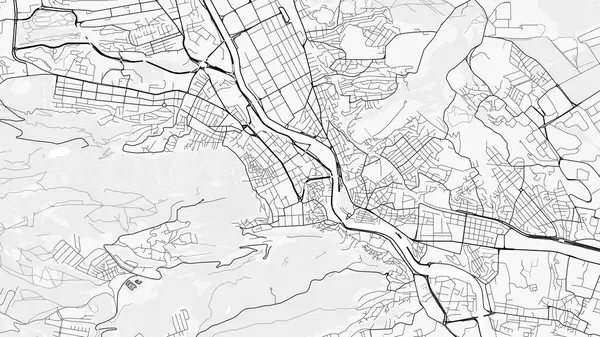 Tiflis Şehir Haritası. Baskı, duvar kâğıdı, ev ve ofis dekorasyonu için minimalist siyah beyaz çizgili sanat posteri