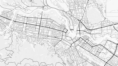Üsküp Şehir Haritası. Baskı, duvar kâğıdı, ev ve ofis dekorasyonu için minimalist siyah beyaz çizgili sanat posteri