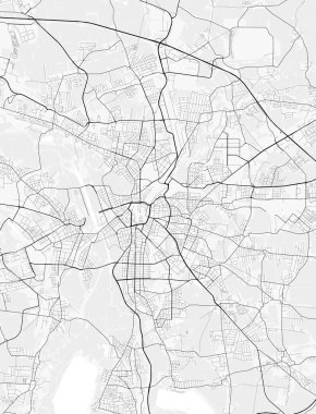 Leipzig Şehir Haritası. Baskı, duvar kâğıdı, ev ve ofis dekorasyonu için minimalist siyah beyaz çizgili sanat posteri
