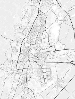 Harleem Şehir Haritası. Baskı, duvar kâğıdı, ev ve ofis dekorasyonu için minimalist siyah beyaz çizgili sanat posteri