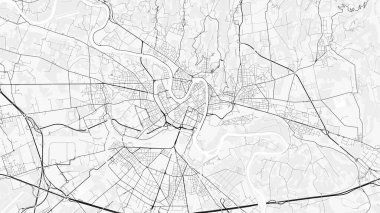 Verona Şehir Haritası. Baskı, duvar kâğıdı, ev ve ofis dekorasyonu için minimalist siyah beyaz çizgili sanat posteri