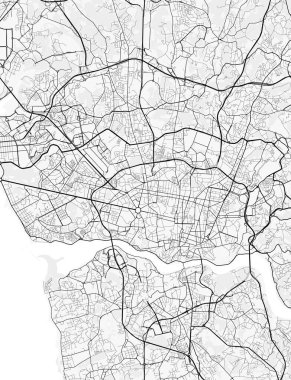 Porto, Portekiz. Posterler, baskılar, duvar kağıtları ve ev dekorasyonu için mükemmel. İlgili yerler, yollar, paralı yollar, nehirler, dağlar, parklar vs. hakkında bilgi içerir