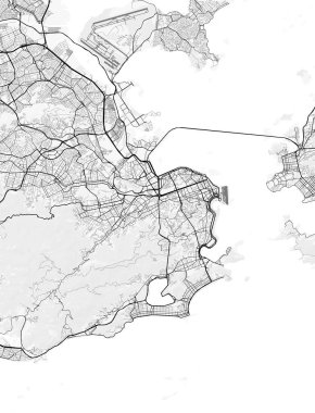Rio De Janeiro, Brezilya. Posterler, baskılar, duvar kağıtları ve ev dekorasyonu için mükemmel. İlgili yerler, yollar, paralı yollar, nehirler, dağlar, parklar vs. hakkında bilgi içerir