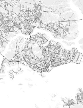 Singapur. Posterler, baskılar, duvar kağıtları ve ev dekorasyonu için mükemmel. İlgili yerler, yollar, paralı yollar, nehirler, dağlar, parklar vs. hakkında bilgi içerir