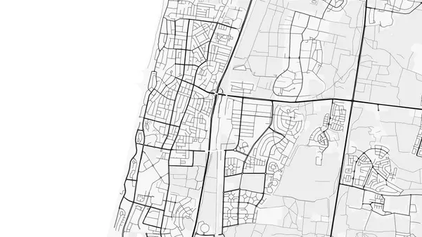 Netanya Şehir Haritası. Baskı, duvar kâğıdı, ev ve ofis dekorasyonu için minimalist siyah beyaz çizgili sanat posteri