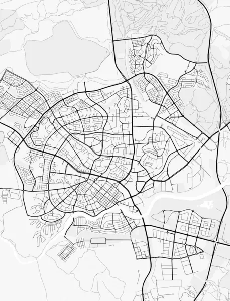 Be-er Sheva Şehir Haritası. Baskı, duvar kâğıdı, ev ve ofis dekorasyonu için minimalist siyah beyaz çizgili sanat posteri