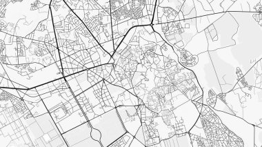 Marakeş Haritası. Baskı, duvar kâğıdı, ev ve ofis dekorasyonu için minimalist siyah beyaz çizgili sanat posteri