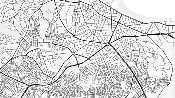 Tangier Şehir Haritası. Baskı, duvar kâğıdı, ev ve ofis dekorasyonu için minimalist siyah beyaz çizgili sanat posteri