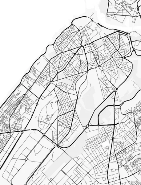 Rabat Şehir Haritası. Baskı, duvar kâğıdı, ev ve ofis dekorasyonu için minimalist siyah beyaz çizgili sanat posteri