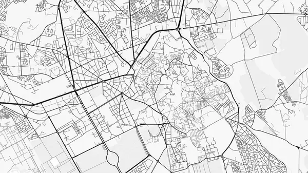 Marakeş Haritası. Baskı, duvar kâğıdı, ev ve ofis dekorasyonu için minimalist siyah beyaz çizgili sanat posteri