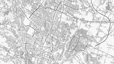 Malang Şehir Haritası. Baskı, duvar kâğıdı, ev ve ofis dekorasyonu için minimalist siyah beyaz çizgili sanat posteri