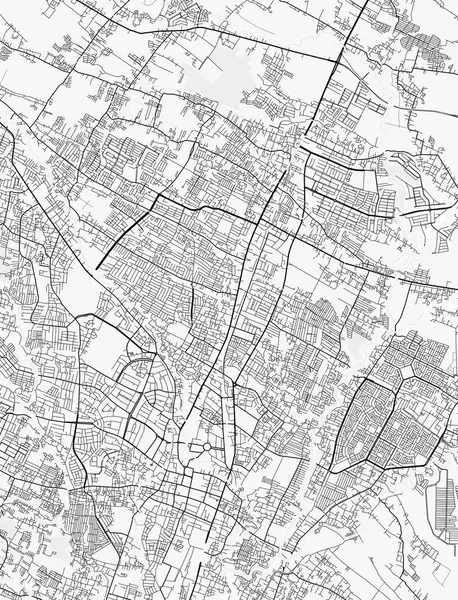 Malang Şehir Haritası. Baskı, duvar kâğıdı, ev ve ofis dekorasyonu için minimalist siyah beyaz çizgili sanat posteri