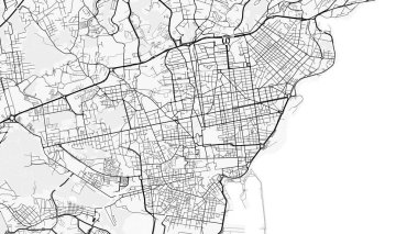 Catania Şehir Haritası. Baskı, duvar kâğıdı, ev ve ofis dekorasyonu için minimalist siyah beyaz çizgili sanat posteri