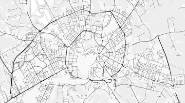 Vicenza Şehir Haritası. Baskı, duvar kâğıdı, ev ve ofis dekorasyonu için minimalist siyah beyaz çizgili sanat posteri