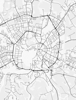 Vicenza Şehir Haritası. Baskı, duvar kâğıdı, ev ve ofis dekorasyonu için minimalist siyah beyaz çizgili sanat posteri