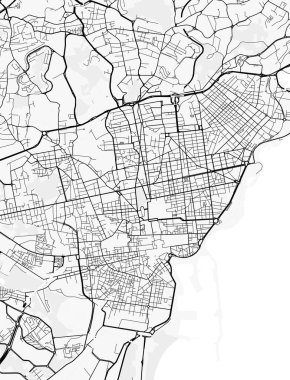 Catania Şehir Haritası. Baskı, duvar kâğıdı, ev ve ofis dekorasyonu için minimalist siyah beyaz çizgili sanat posteri