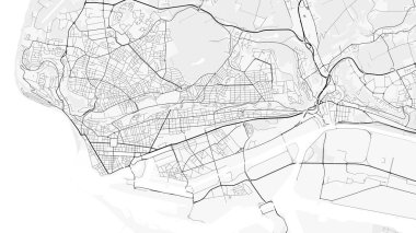 Le Havre Şehir Haritası. Baskı, duvar kâğıdı, ev ve ofis dekorasyonu için minimalist siyah beyaz çizgili sanat posteri