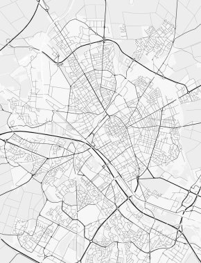 Reims Şehir Haritası. Baskı, duvar kâğıdı, ev ve ofis dekorasyonu için minimalist siyah beyaz çizgili sanat posteri