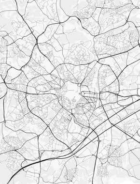 Montpellier Şehir Haritası. Baskı, duvar kâğıdı, ev ve ofis dekorasyonu için minimalist siyah beyaz çizgili sanat posteri