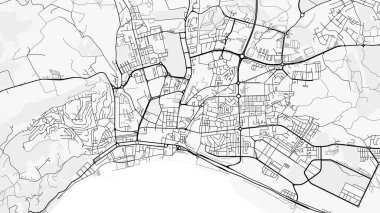 Setubal Şehir Haritası. Baskı, duvar kâğıdı, ev ve ofis dekorasyonu için minimalist siyah beyaz çizgili sanat posteri