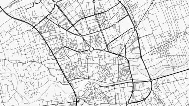 Murcia Şehir Haritası. Baskı, duvar kâğıdı, ev ve ofis dekorasyonu için minimalist siyah beyaz çizgili sanat posteri