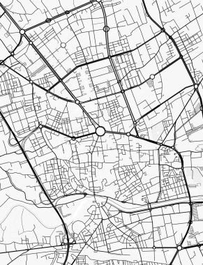 Murcia Şehir Haritası. Baskı, duvar kâğıdı, ev ve ofis dekorasyonu için minimalist siyah beyaz çizgili sanat posteri