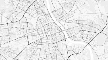 Budapeşte Şehir Haritası. Baskı, duvar kâğıdı, ev ve ofis dekorasyonu için minimalist siyah beyaz çizgili sanat posteri