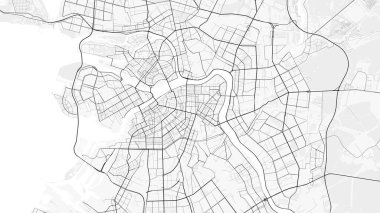 Saint Petersburg Şehir Haritası. Baskı, duvar kâğıdı, ev ve ofis dekorasyonu için minimalist siyah beyaz çizgili sanat posteri