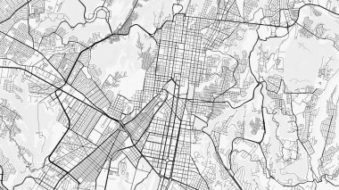 Guatemala Şehir Haritası. Baskı, duvar kâğıdı, ev ve ofis dekorasyonu için minimalist siyah beyaz çizgili sanat posteri