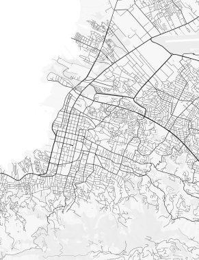 Port au Prince Şehir Haritası. Baskı, duvar kâğıdı, ev ve ofis dekorasyonu için minimalist siyah beyaz çizgili sanat posteri