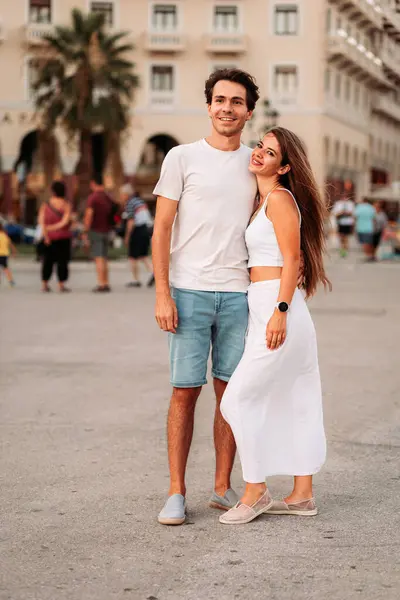 stock image Portrait of a young couple on vacation in Thessaloniki