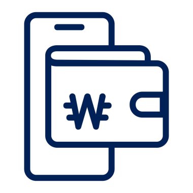 Korean Won Money Digital Wallet Icon