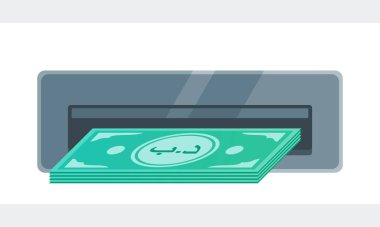 Withdraw Bahraini Dinar Money from ATM Illustration