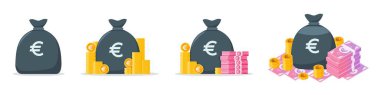 Euro Money Bag Icon Set