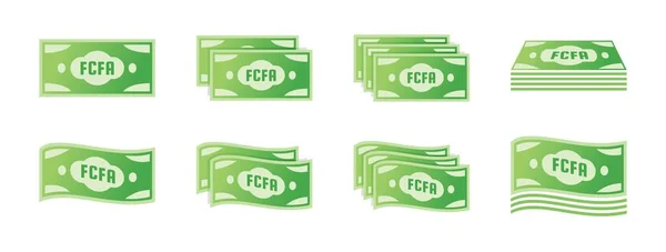 Central African Cfa Franc Banknote Icon Set — Stockový vektor