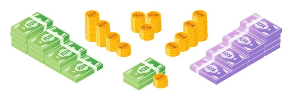 Central African Cfa Franc Money Coin Bundle Set — Stock Vector