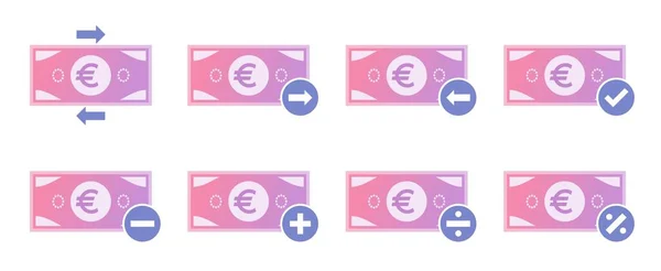 Euro Money Transaction Icon Set — Image vectorielle