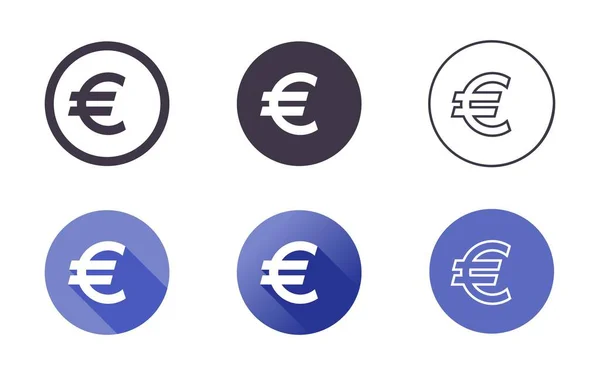 Symbol Měny Eura Sada Ikon — Stockový vektor