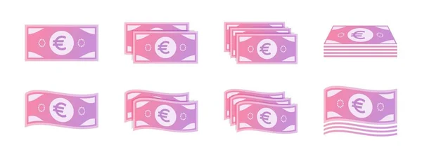 Euro Currency Banknote Icon Set — Image vectorielle