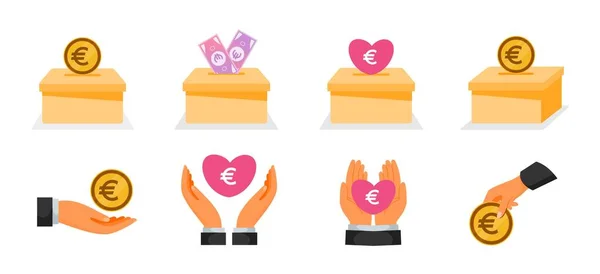 Donation Using Euro Money Icons — Image vectorielle