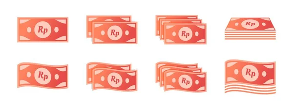 Indonesian Rupiah Banknote Icon Set — Archivo Imágenes Vectoriales