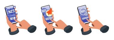 Mobile Banking with New Zealand Dollar Illustration