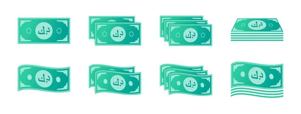 Kuwaiti Dinar Banknote Icon Set — Stock Vector