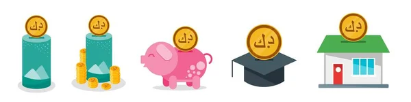 Saving Kuwaiti Dinar Money Set — Stock vektor