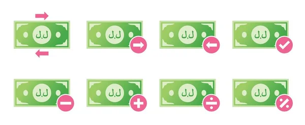 Lebanese Pound Money Transaction Icon Set — Vector de stock