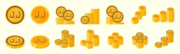 Libanese Pound Coin Icon Set — Vettoriale Stock