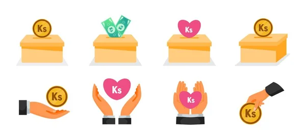 Donation Using Burmese Kyat Money Icons — Vector de stock