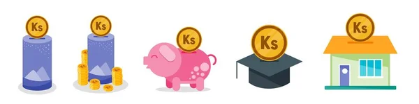 Saving Burmese Kyat Money Set — Stock vektor
