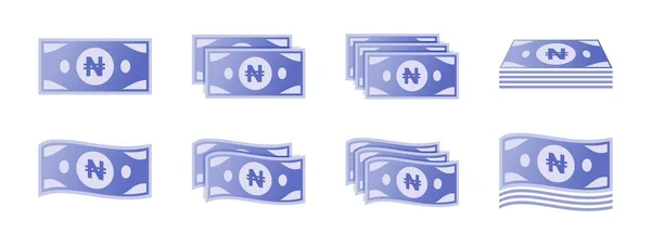 Nigerian Naira Banknote Icon Set — Stock Vector